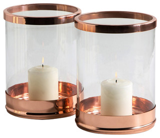 Interlude Home Arbor Grand Rose Gold Hurricanes, Set of 2