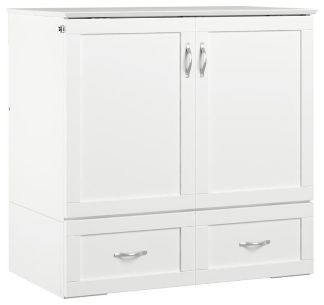 AFI Hamilton Wood Twin Extra Long Murphy Bed Chest in White