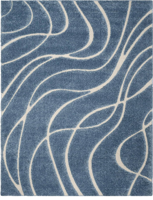 Modern Area Rug with Unique Abstract Wavy Pattern in Polypropylene ...