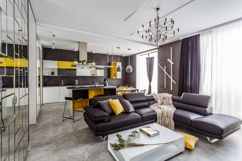 Фото гостиной реализованного проекта квартиры ЖК "Адмирал".