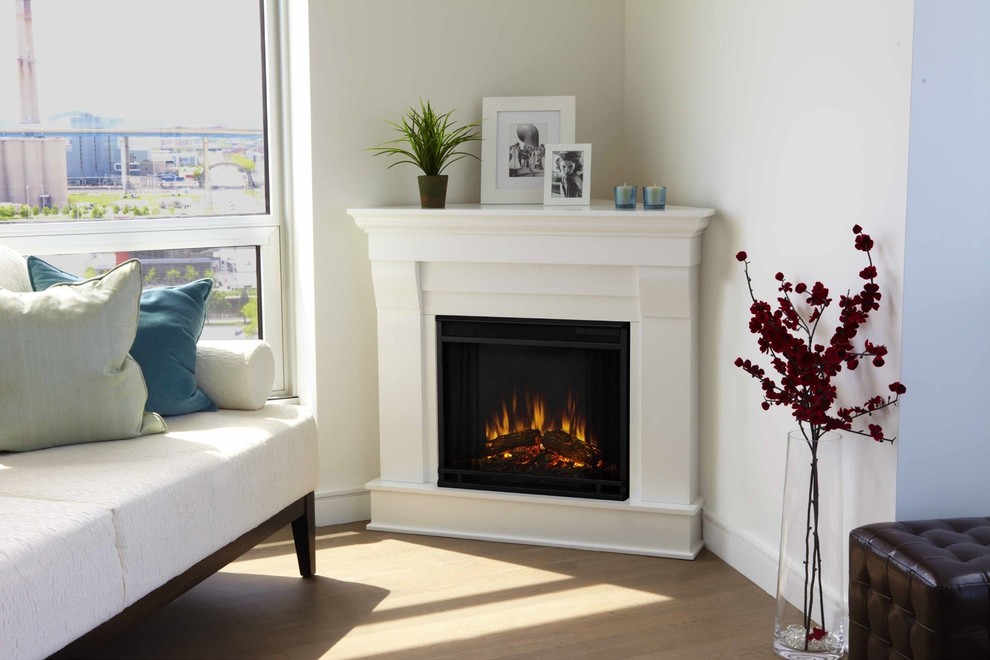 Real Flame Chateau White Corner Electric Fireplace