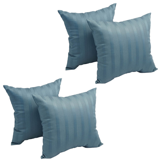 17" Jacquard Throw Pillows With Inserts, Set of 4, Shimmer Ocean