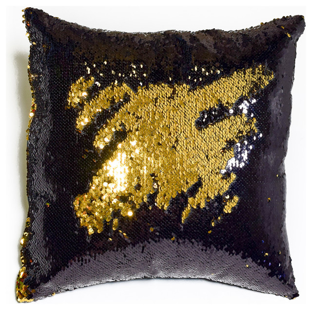 Black and Shiny Gold Sequin Mermaid Pillow - Contemporary - Decorative Pillows - by Mermaid ...