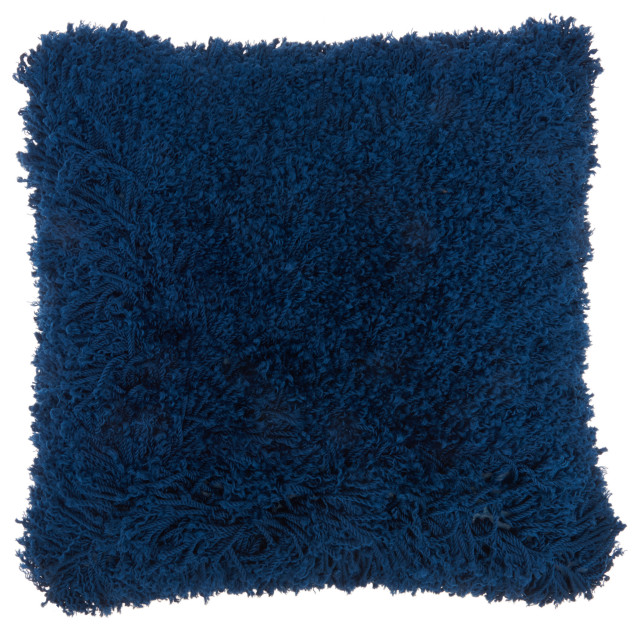 Nourison Home 20"x20" Kathy Ireland Pillow Curly Shag Navy Throw