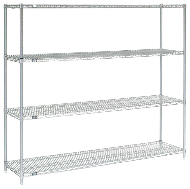 Nexel 4Tier Wire Shelving Unit, Clear Epoxy Finish, 24"x63" Traditional Utility Shelves