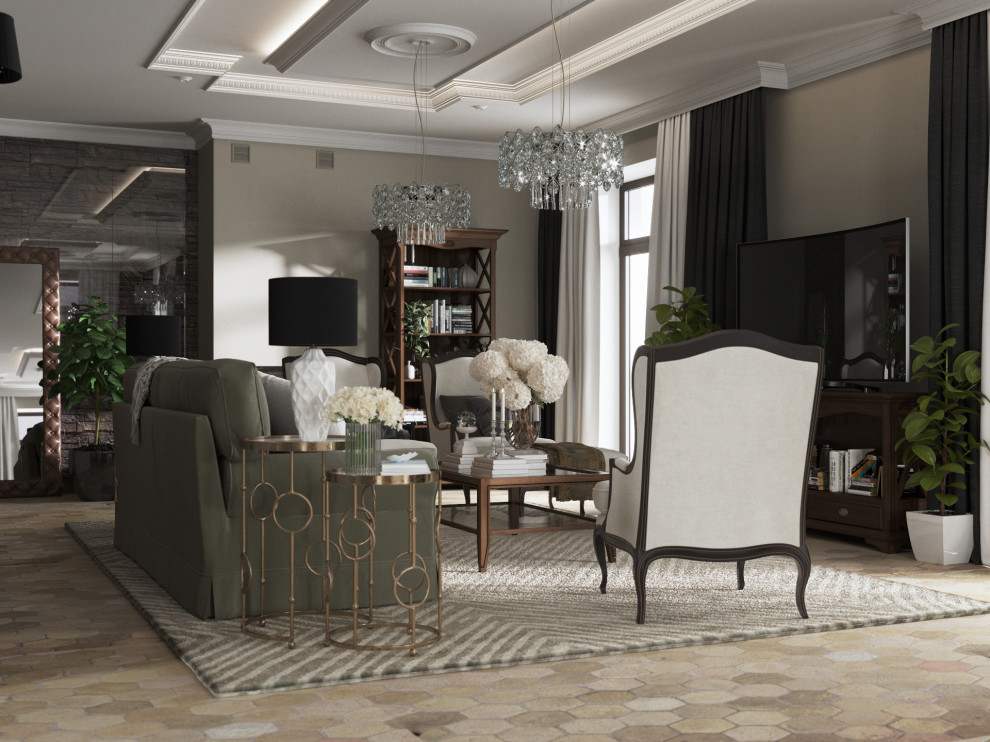 Проект гостиной загородного дома