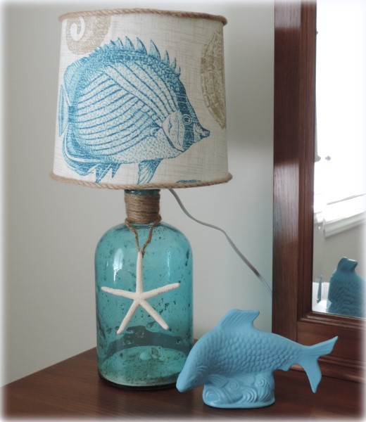 diy decor: a beach inspired bottle table lamp - coastal - bedroom