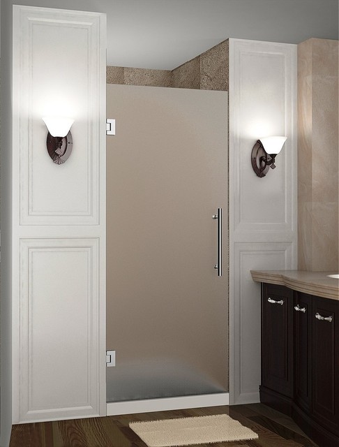 Cascadia 24 X72 Completely Frameless Hinge Shower Door Frosted Stainless Steel
