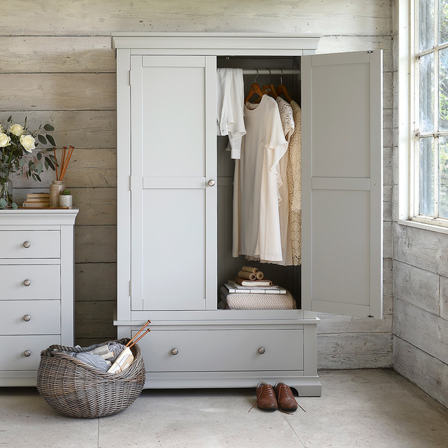 Chambery Grey painted Gents Wardrobe farmhouse-bedroom