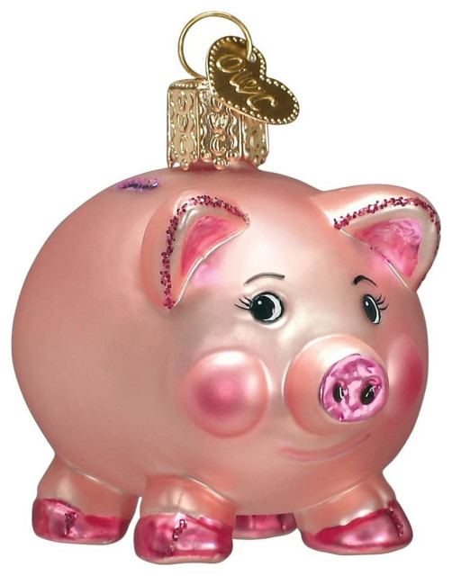 Old World Christmas 36061 Glass Blown Piggy Bank Ornament