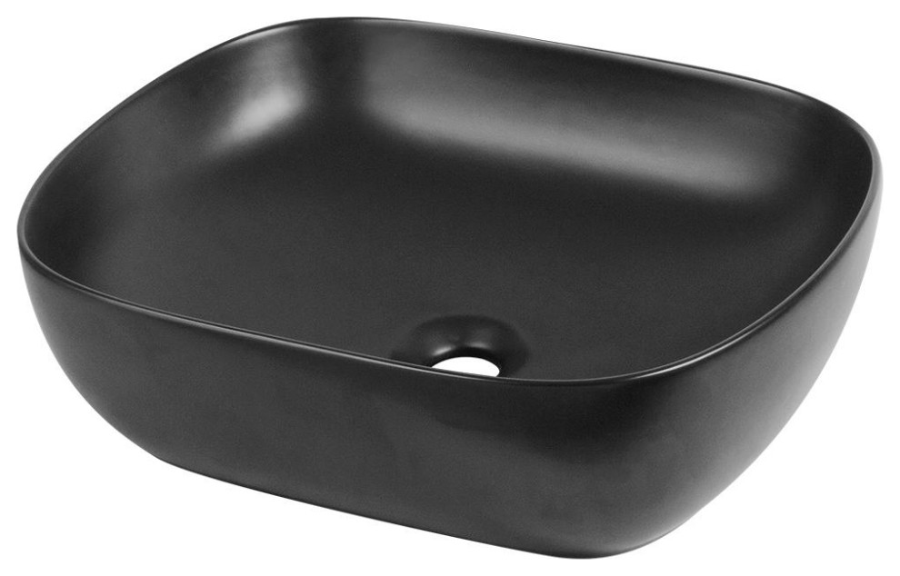 V410 Matte Black Porcelain Vessel Sink Contemporary Bathroom Sinks