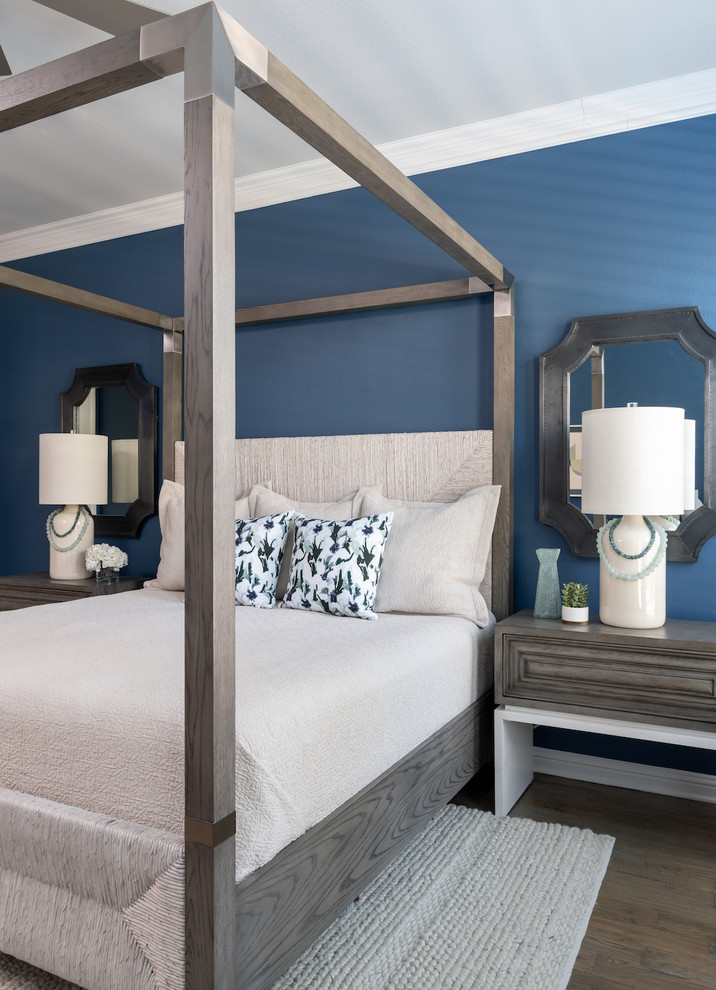 This is an example of a contemporary bedroom in Dallas.