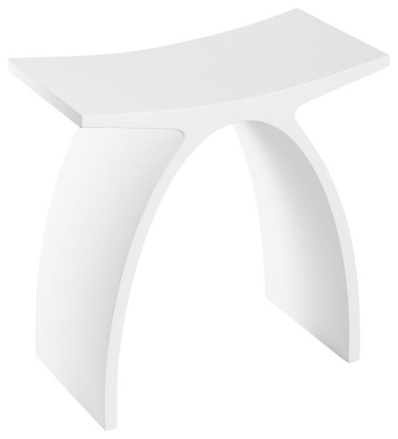 17 in. Shower Bench in Pure Acrylic Stone in Matte White Modern