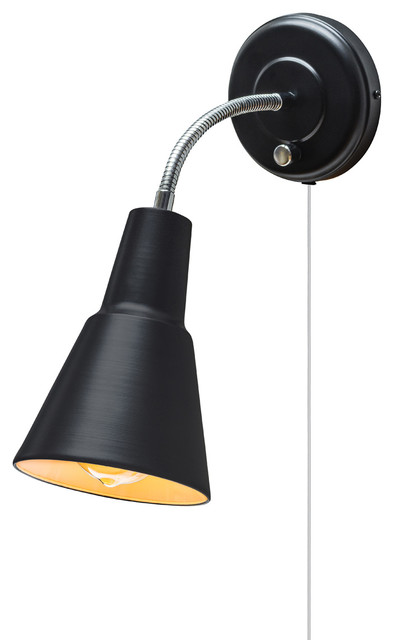 Ramezay 1 Light Matte Black Plug In Or Hardwire Task Wall Sconce Hardwire Task Wall Sconce