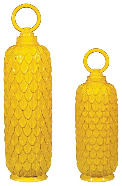 Download Yellow Kitchen Canisters With Lids Decorative Lidded Jar Embossed Design Decor 2 Yellowimages Mockups
