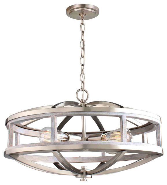Eglo 4x60w Chandelier W/ Acacia Wood And Brushed Nickel Finish - 203108A