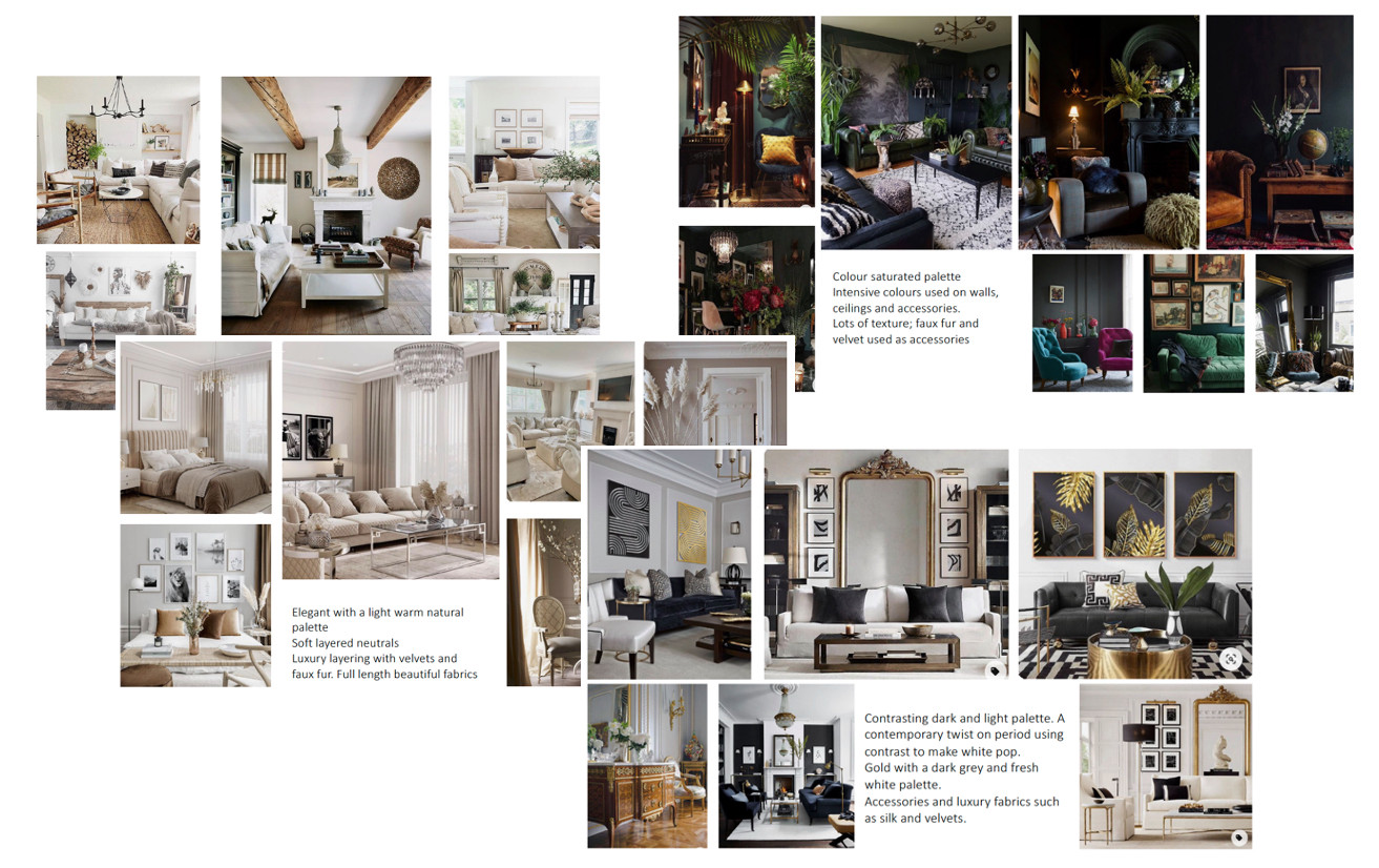 We start by discussing a variety of styles and then create a style board that’s completely individual to you