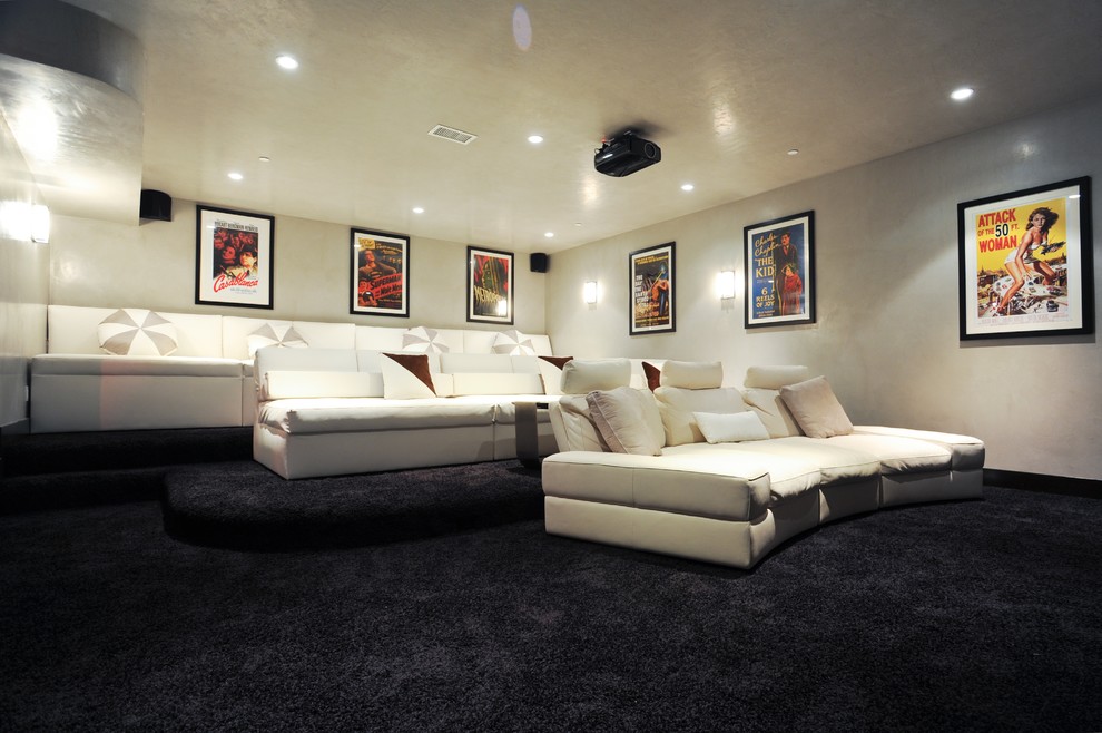 This is an example of a modern home theatre in Los Angeles.