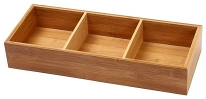 3 Compartment Bamboo Drawer Organizer Box Modern Kitchen