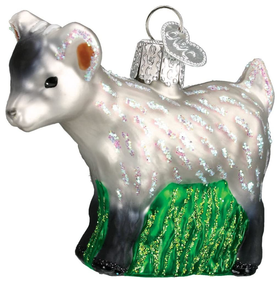 Old World Christmas 12285 Glass Blown Pygmy Goat Ornament Traditional