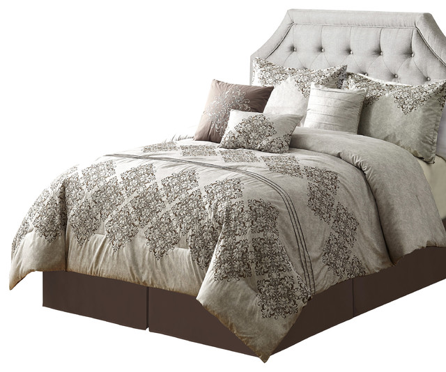 Mhf Home Laila Brown Medallion 7 Piece Comforter Set