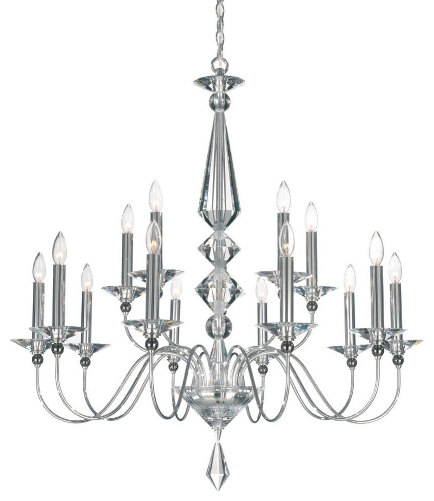 Jasmine 15-Light Chandelier in Silver With Clear Optic Crystal
