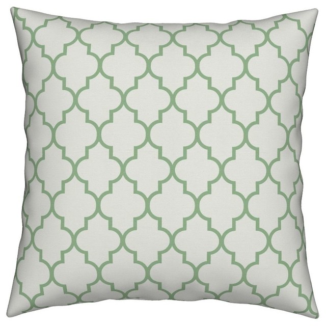 Ogee Green Trellis Fretwork Geometric Moroccan Throw Pillow