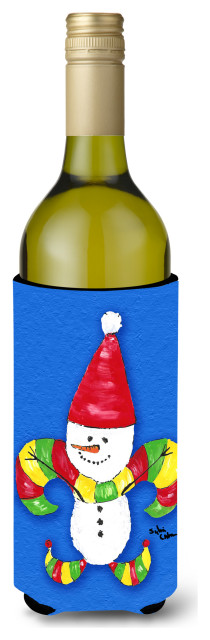 Christmas Snowman Fleur de lis Wine Bottle Beverage Insulator Beverage Insulato