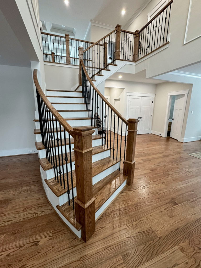 117_Distinct Oak Staircase with Iron Balusters & Oak Rail Profile, Chantilly VA