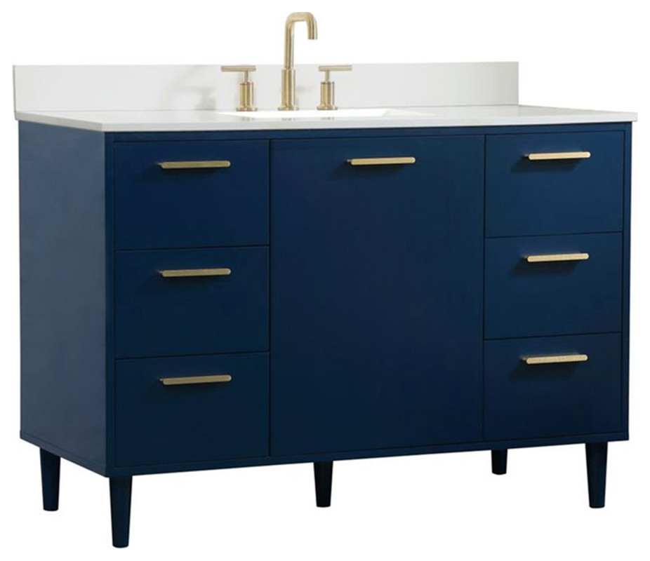 Elegant Decor Baldwin 48" Solid Wood Bathroom Vanity with Backsplash in
