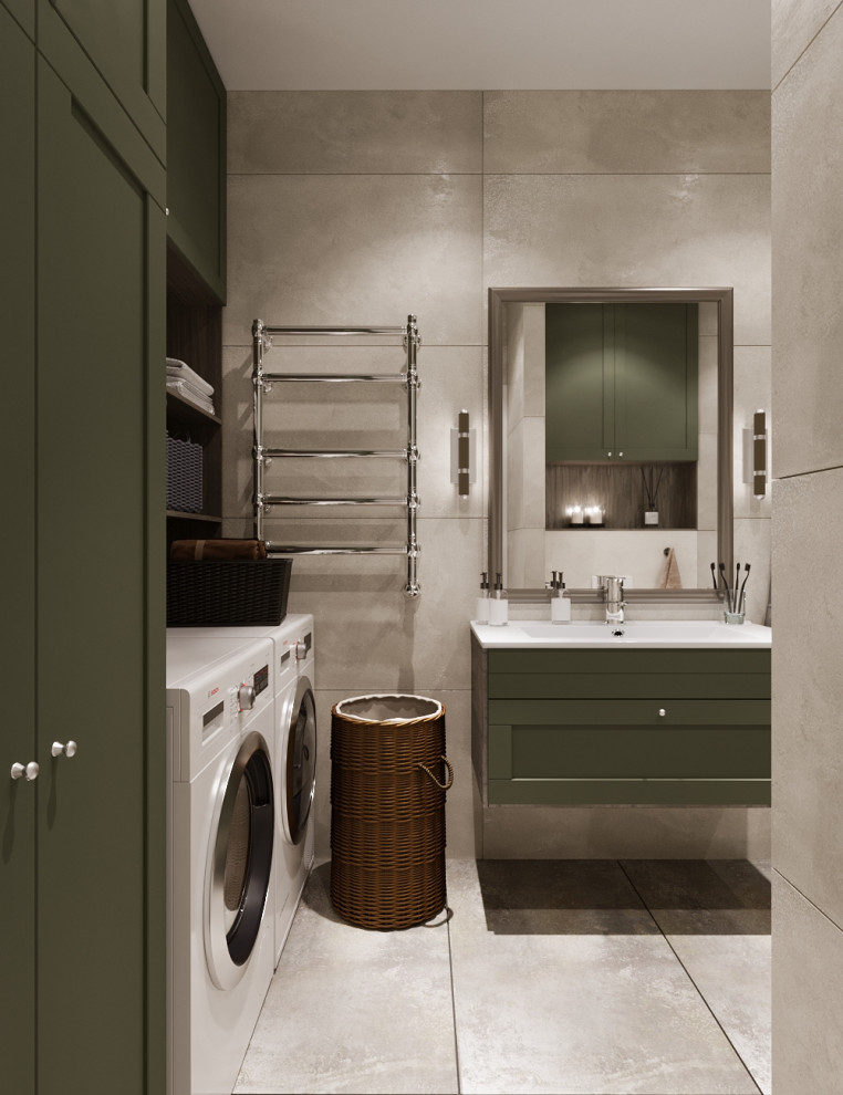 Ванная комната с постирочной