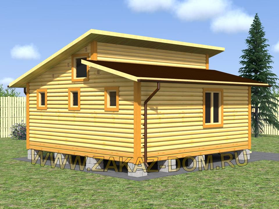 Проект одноэтажной бани из бруса (6х6 м) : Б-112