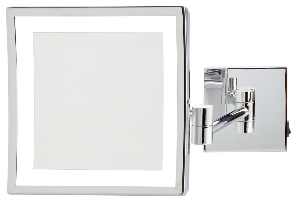Jerdon 8" x 8" LED Lighted Wall Mirror, Direct Wire, 5X Mag, Chrome