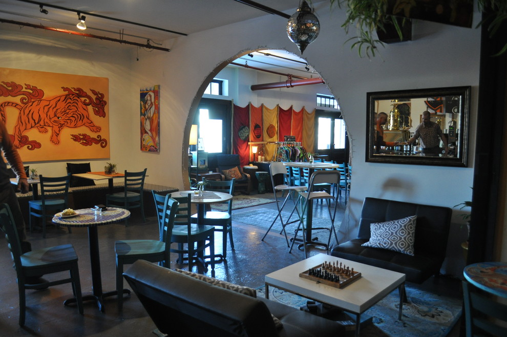 Example of a large eclectic home design design