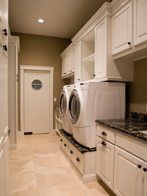 This is an example of a traditional laundry room in Boston.
