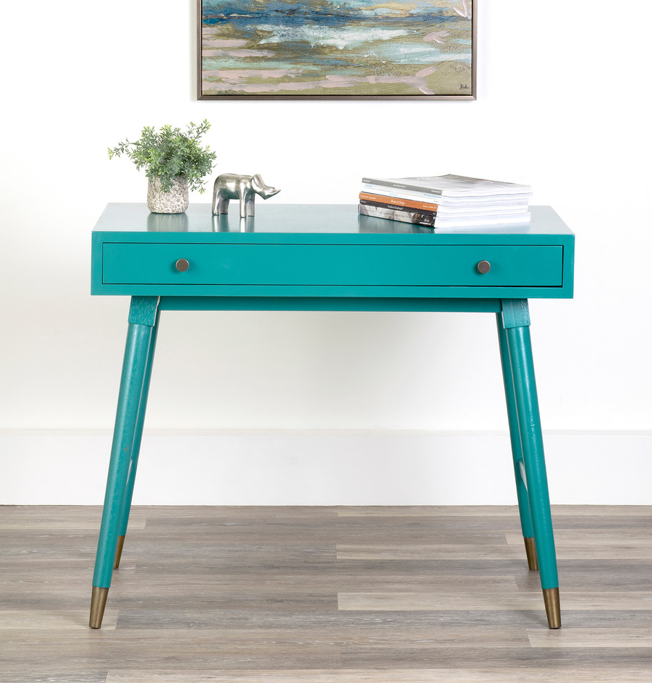 Inspiration for a turquoise transitional manufactured wood home design remodel with drawers