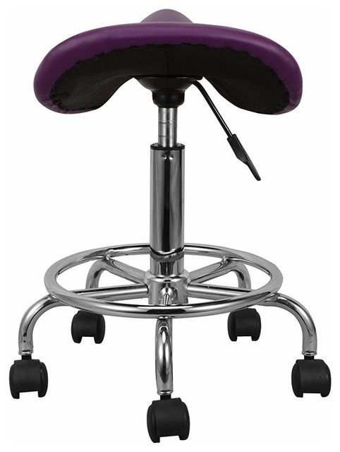 Modern Bar Stool With Chrome Frame And Purple Faux Leathered Seat Modern Bar Stool With Chrome Frame And Purple Faux Leathered Seat Saddle Shaped Stools Kitchen By Decor Love