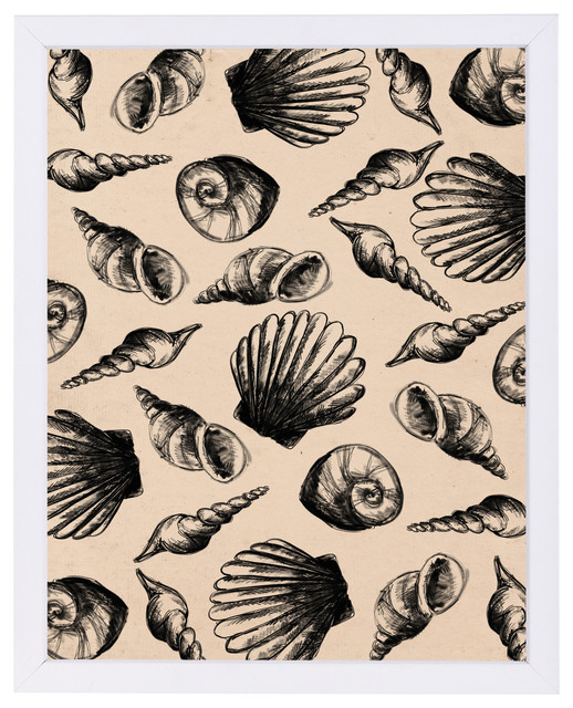 "Illustrated Sea Shell Pattern" - Beach Style - Prints And Posters - by Americanflat