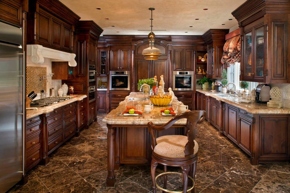 This is an example of a traditional kitchen in San Diego with stainless steel appliances.