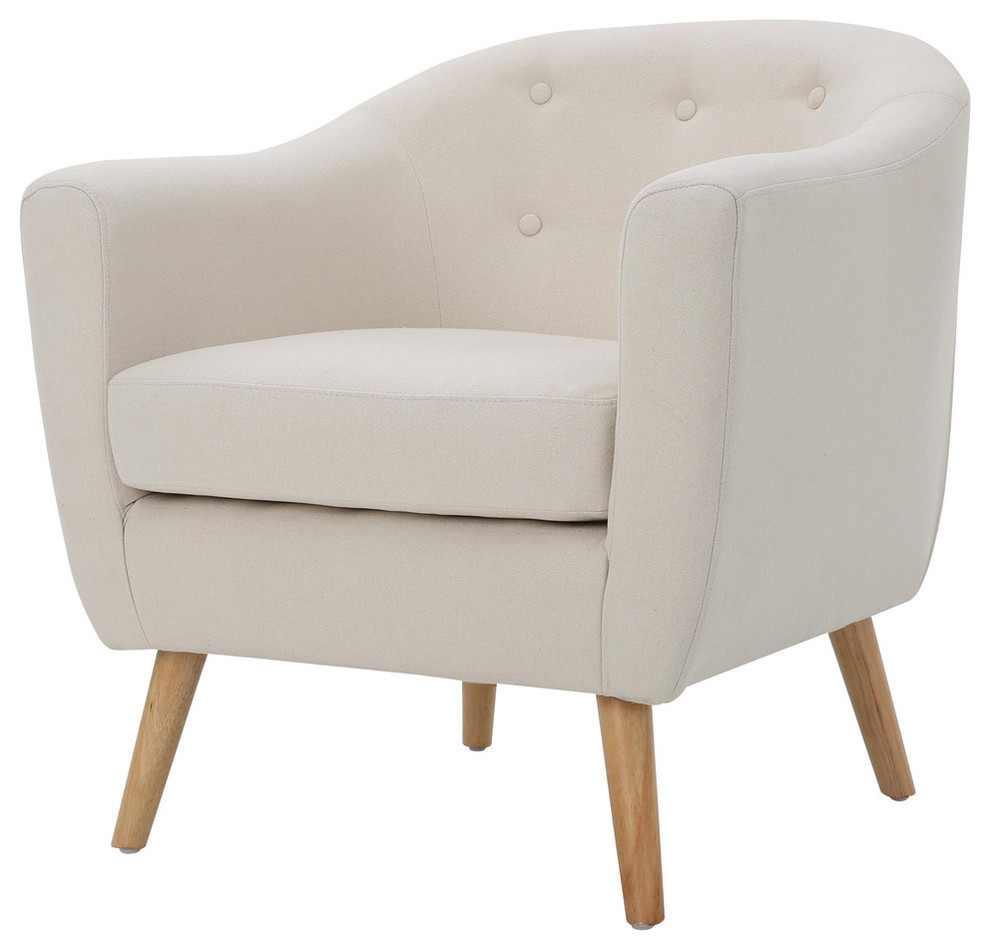 GDF Studio Miller Comfort Design Fabric Metropolitan Club Chair, Ivory