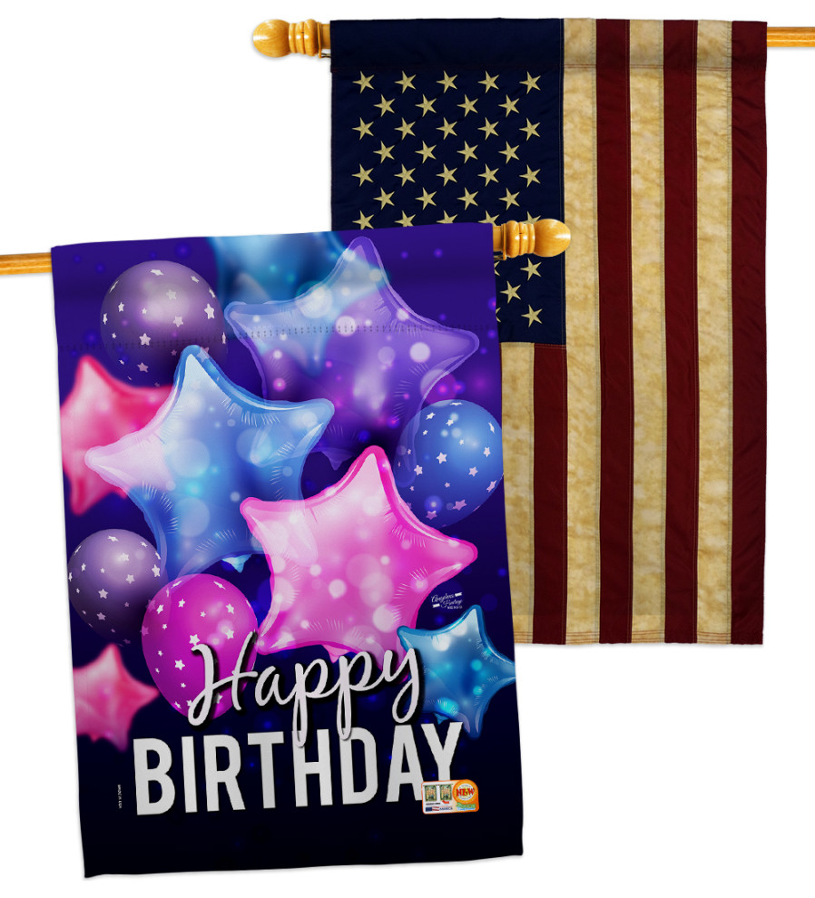 Happy Birthday  House Flag Top Quality Double Sided 