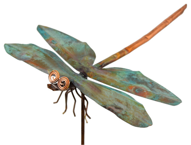Copper Dragonfly Garden Stake, Dragonfly Garden Art