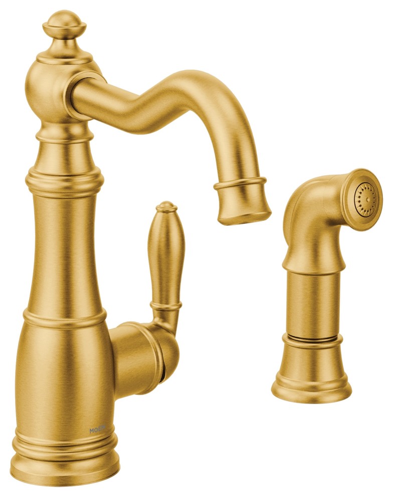 Moen Weymouth Brushed Gold One-Handle Kitchen Faucet - Traditional ...