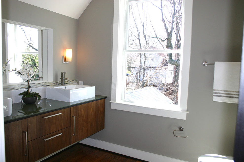 Contemporary bathroom in Baltimore with a vessel sink.