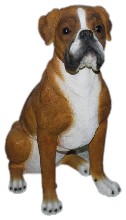 Realistic Boxer Dog Garden Statue, 18.5" Contemporary Garden