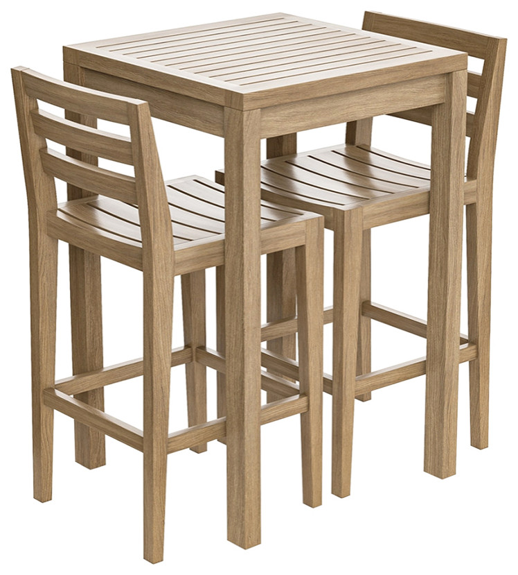 Busselton Rustic Teak Wood 3 Piece Outdoor Bistro Set Rustic Dining Tables by Sierra