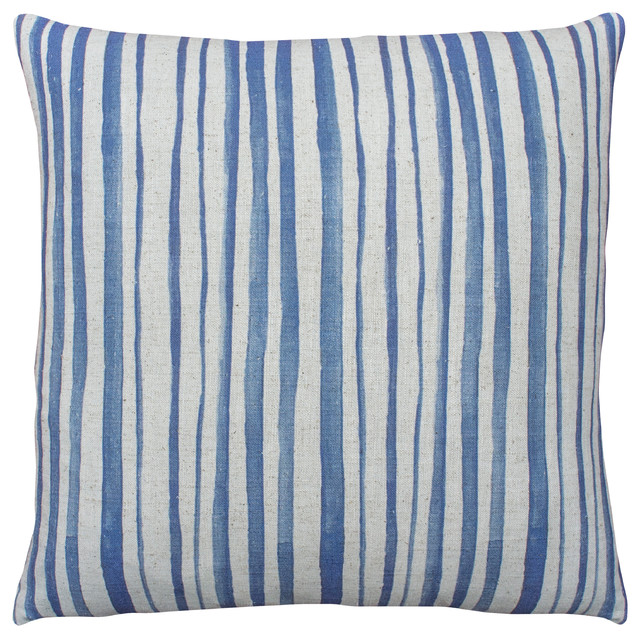 Watercolor Striped Linen Throw Pillow