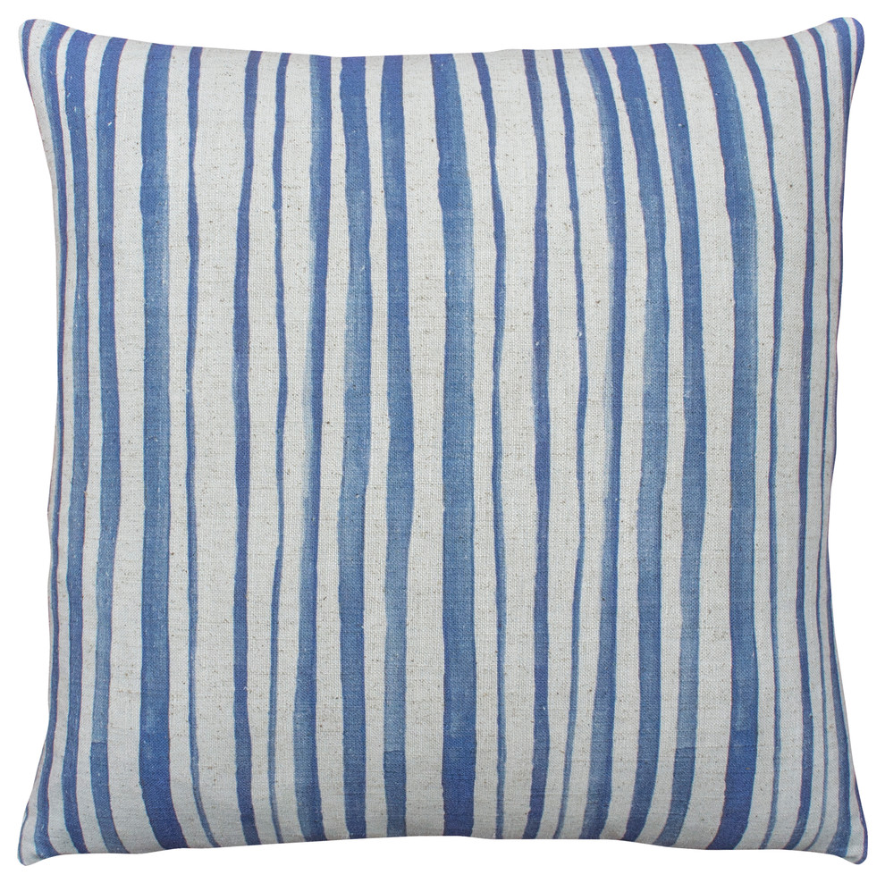Watercolor Striped Linen Throw Pillow