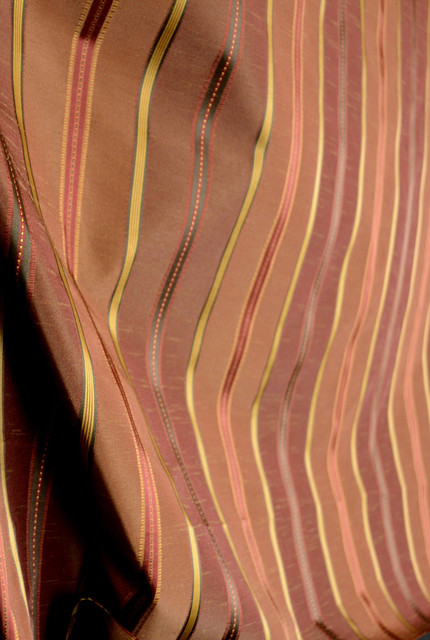 Swavelle Aristotle Port Red Striped Faux Silk Curtain Fabric