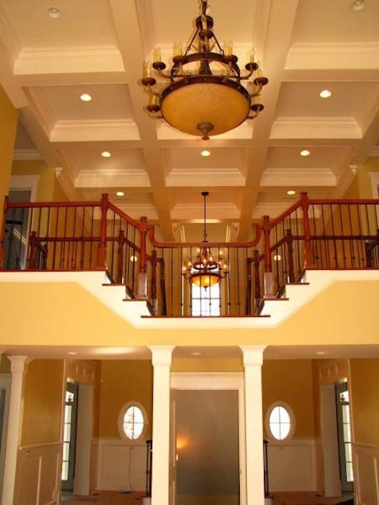 Example of a painted straight staircase design